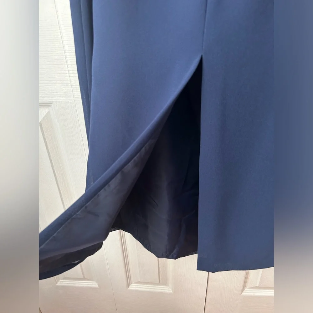 NWT vintage navy blue floral beaded maxi wrap dress - 6 petite